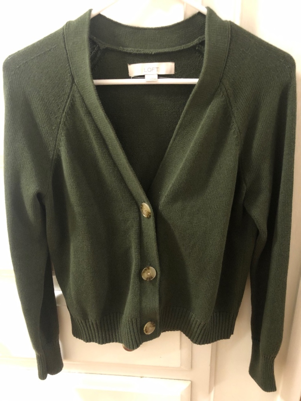 Olive Green V-Neck Button-Front Cardigan